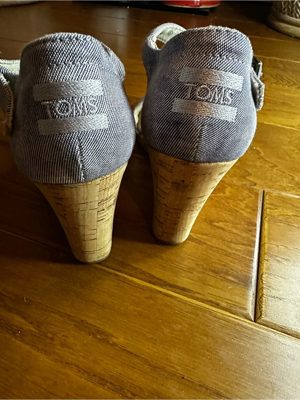 Toms Light Denim Blue Crisscross Ankle-Strap Wedge Sandals